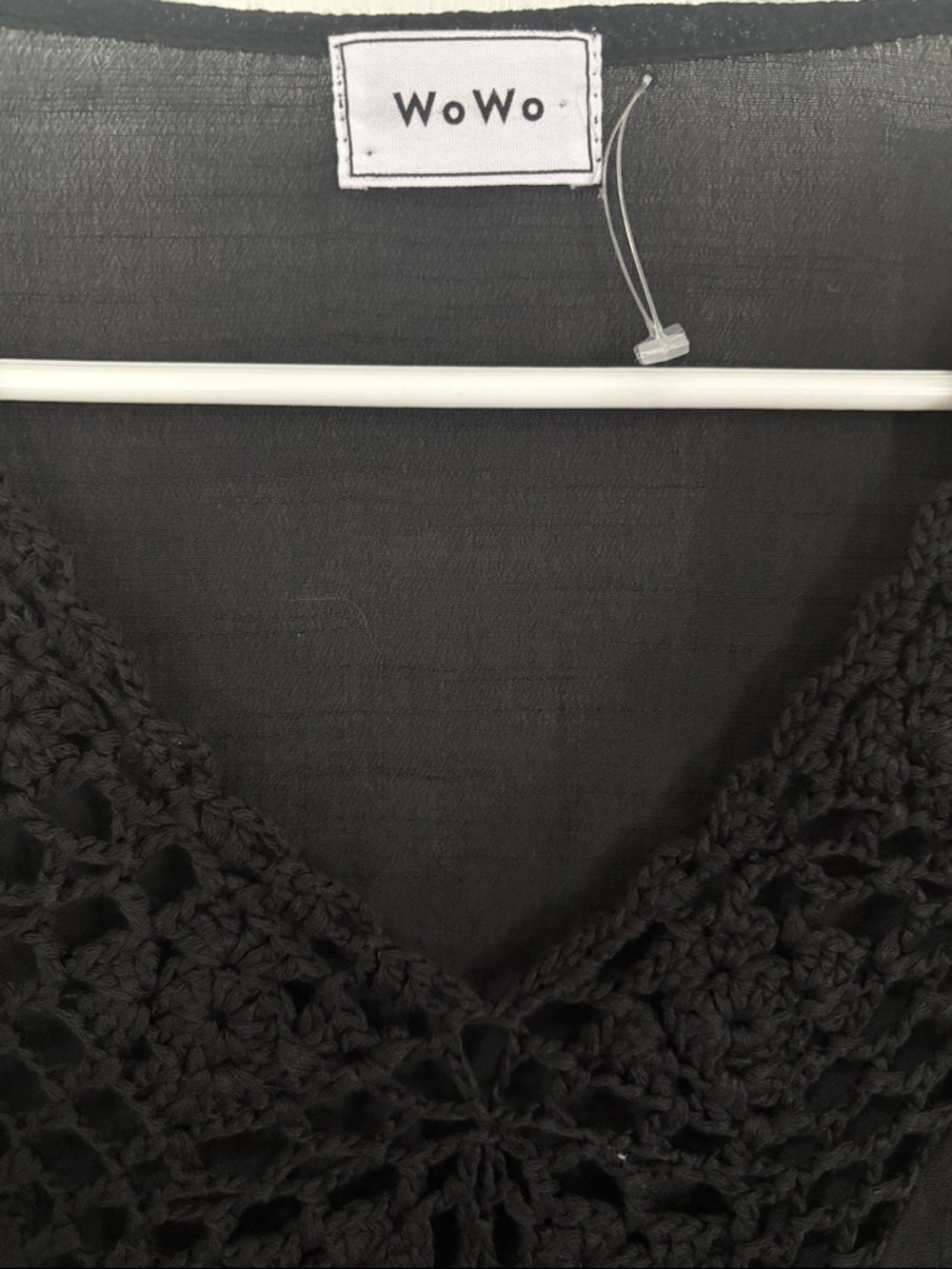 WoWo Black Crochet V-Neck Swim Coverup - Picture 2 of 9